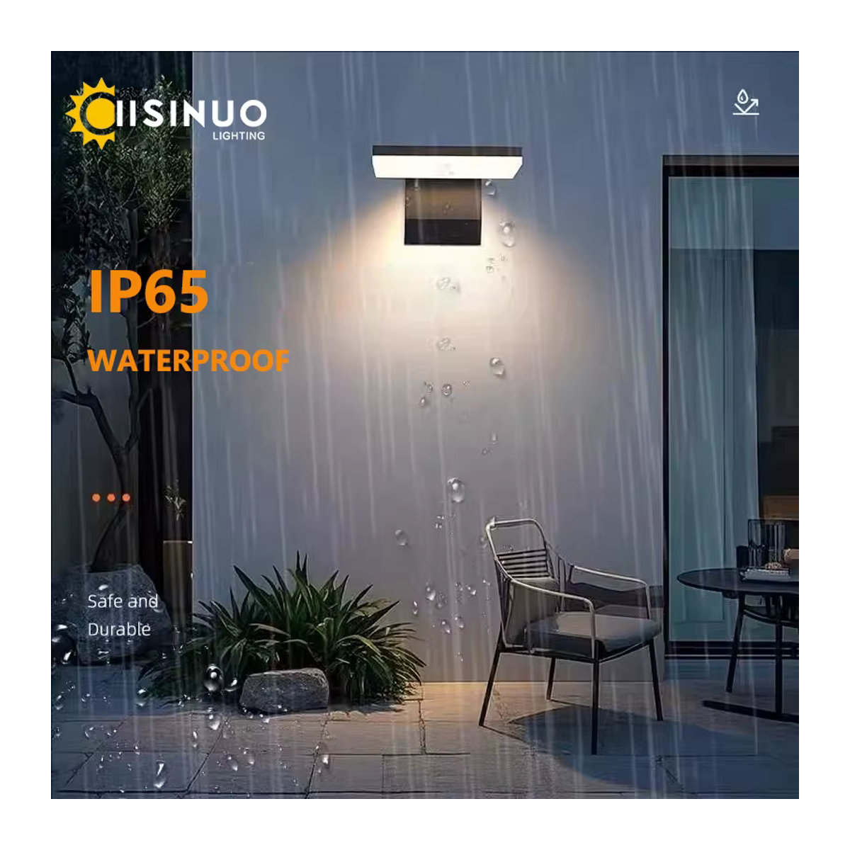 IISINUO Wandleuchte aus Aluminium in Schwarz mit Bewegungssensor, IP65 wasserdicht, warmweißes Licht, modern für Eingang, Flur oder Balkon - Bild 2