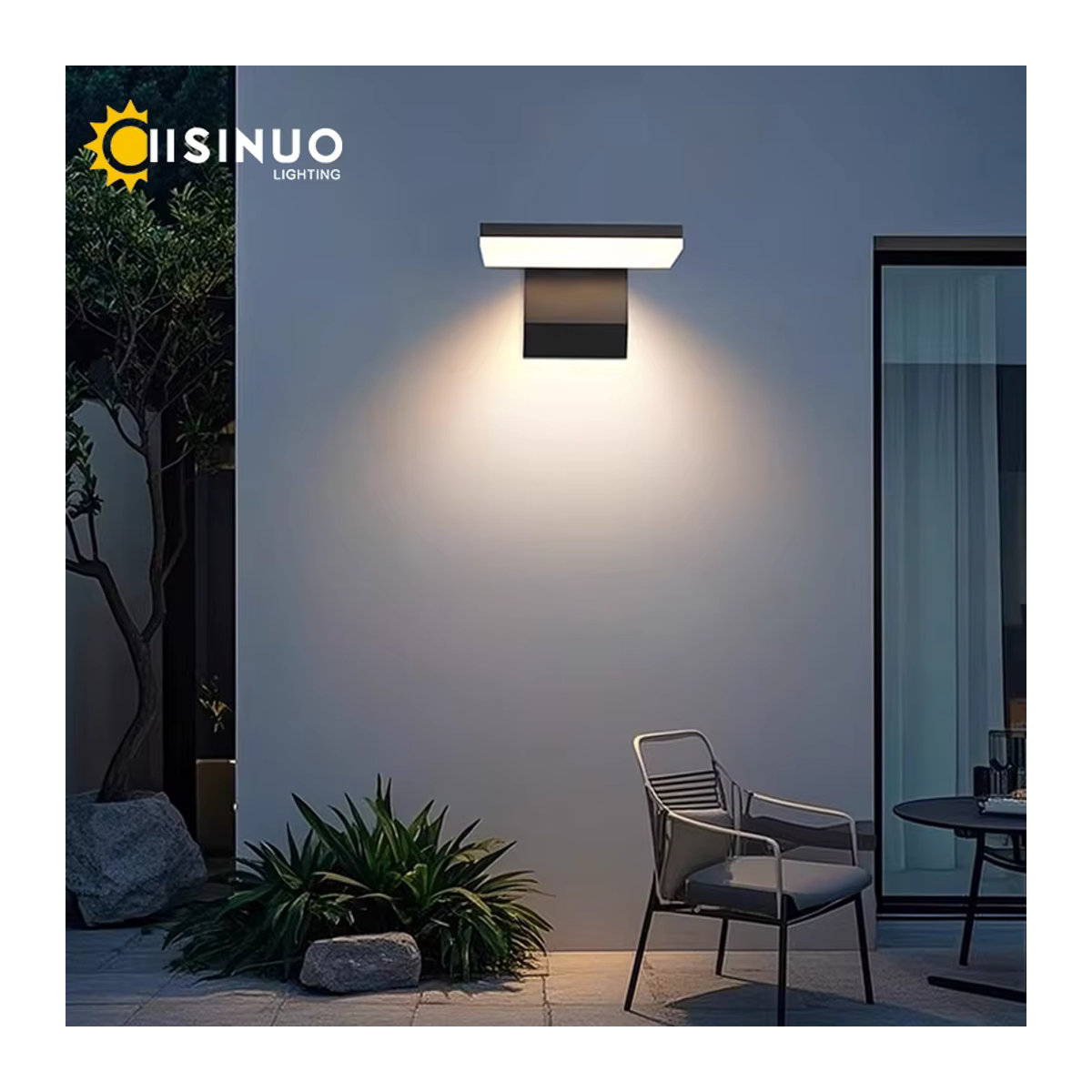 IISINUO Wandleuchte aus Aluminium in Schwarz mit Bewegungssensor, IP65 wasserdicht, warmweißes Licht, modern für Eingang, Flur oder Balkon - Bild 5