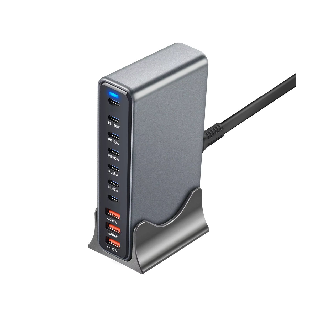 ILEPO USB-C GaN Schnellladegerät in Grau mit Dual 140 W PD3.1 PPS Ladestation für Laptops und mehrere Geräte - Bild 6