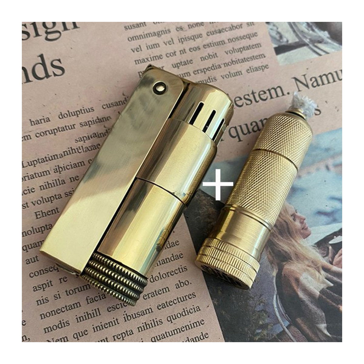 Imco Kupferfeuerzeug mit versiegeltem Messing-Öltank in Gold im Retro-Design - Bild 1
