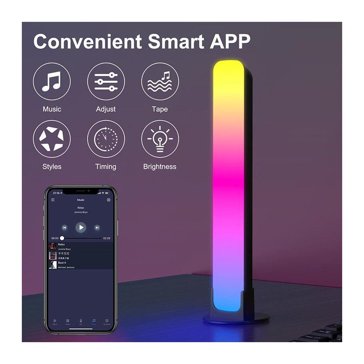 iMICE RGB LED Tischlampe in Bunt mit Musikfunktion und modernem Design aus Kunststoff - Bild 11