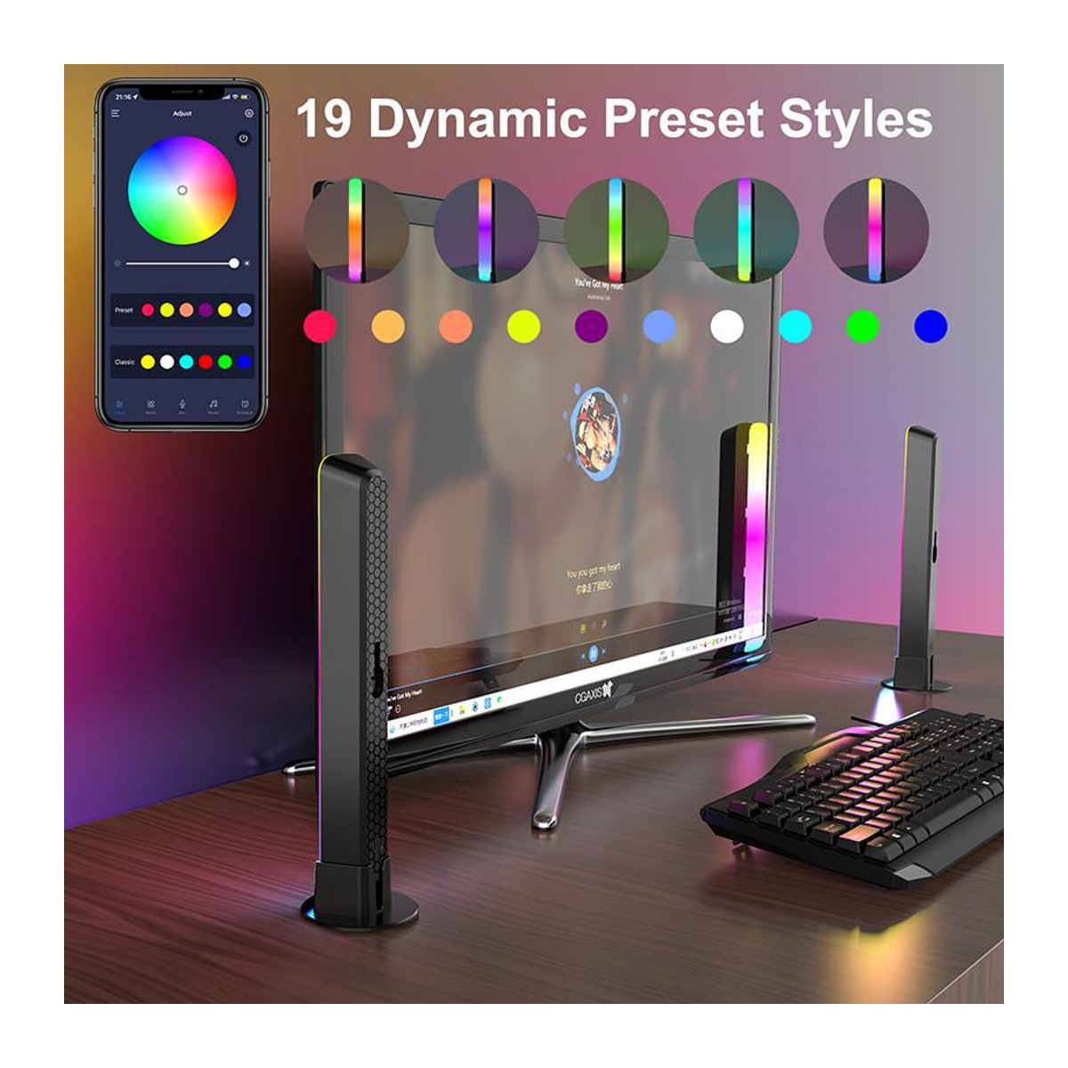 iMICE RGB LED Tischlampe in Bunt mit Musikfunktion und modernem Design aus Kunststoff - Bild 3