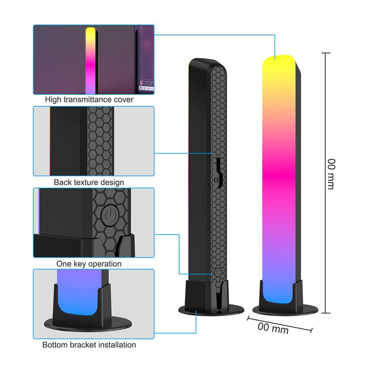 iMICE RGB LED Tischlampe in Bunt mit Musikfunktion und modernem Design aus Kunststoff - Bild 5