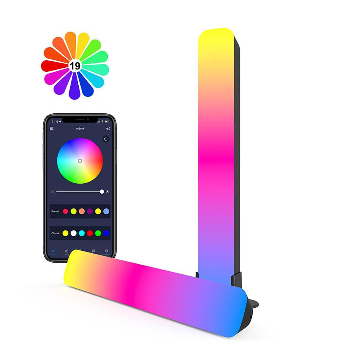 iMICE RGB LED Tischlampe in Bunt mit Musikfunktion und modernem Design aus Kunststoff - Bild 10