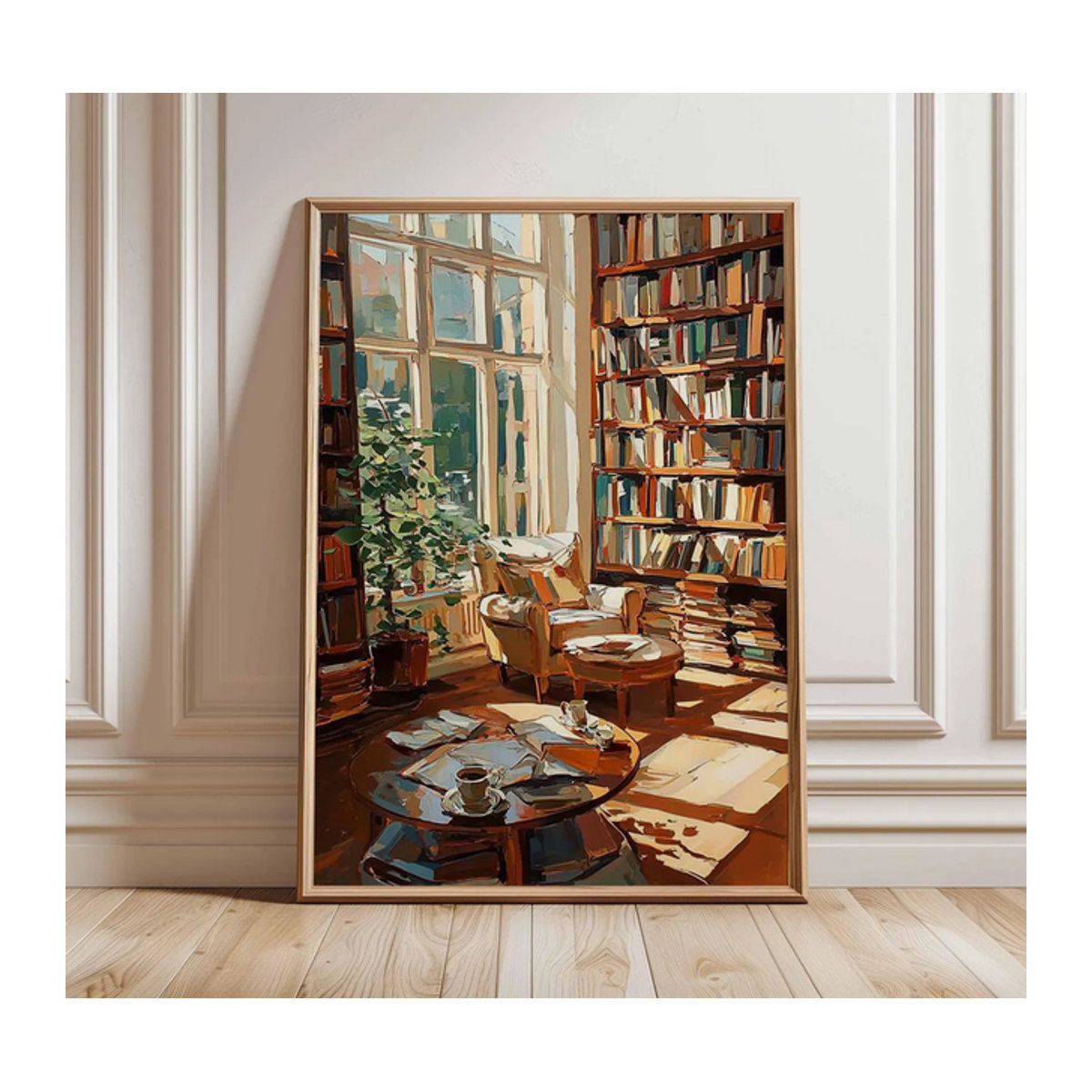 Impressionistischer Kunstdruck für dein Lesezimmer von SHENCHEN, mehrfarbiges Bibliotheksplakat im rustikalen Stil als Wandkunst für Buchliebhaber, Hochformat auf Papier - Bild 1
