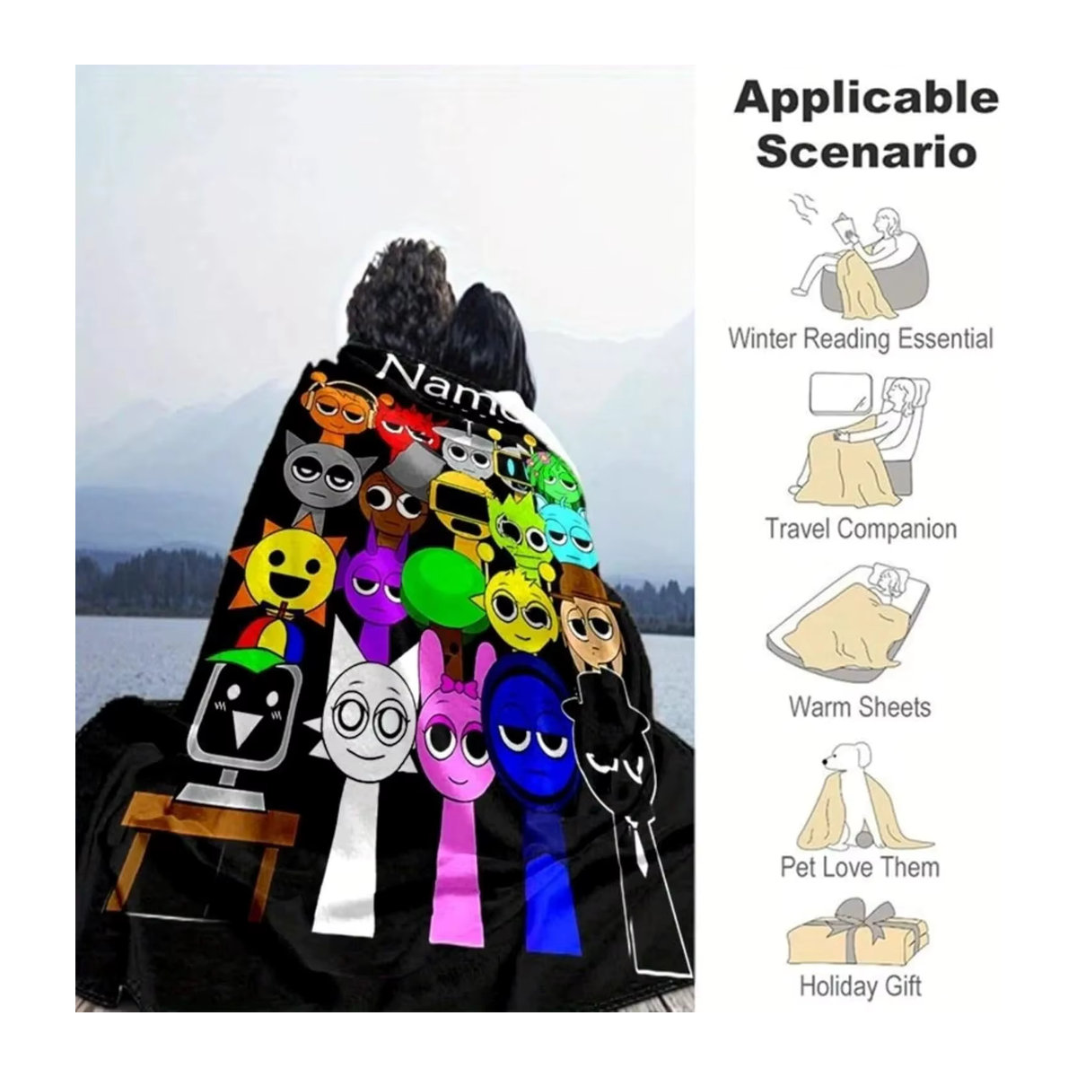 Individuelle Sprunki Flanell-Fleece Decke mit Namen für Kinder in Mehrfarbig - Bild 3