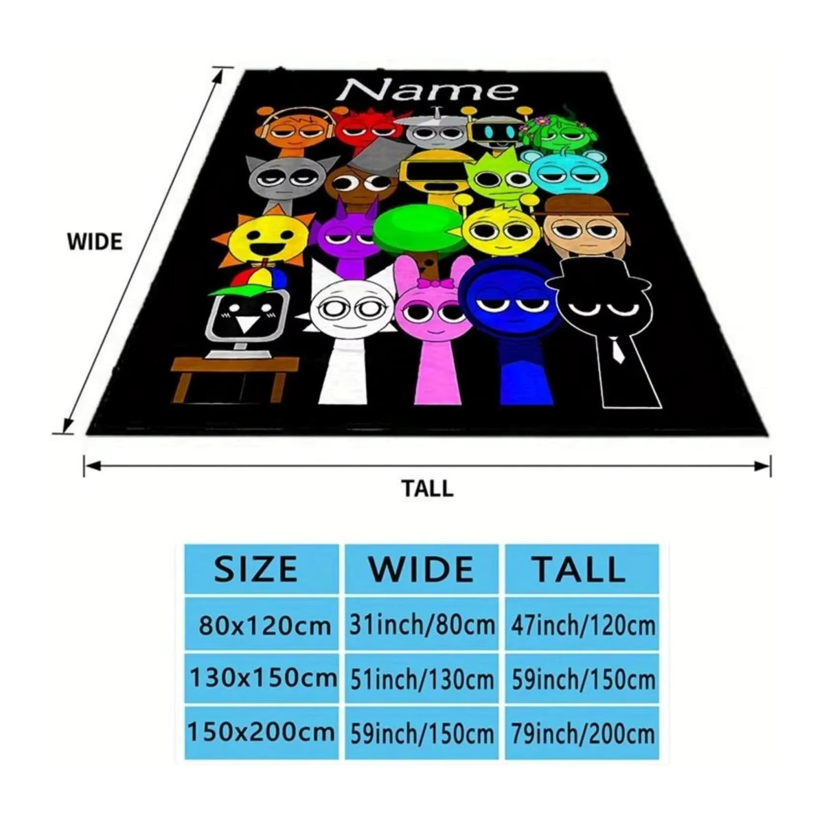 Individuelle Sprunki Flanell-Fleece Decke mit Namen für Kinder in Mehrfarbig - Bild 5