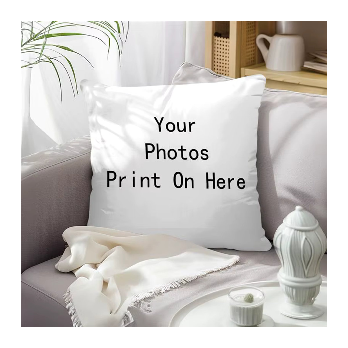 Individueller Kissenbezug mit eigenem Bild oder Logo in Weiß für dein Zuhause oder als Geschenk für Hochzeiten, Haustiere und Babys - Bild 2