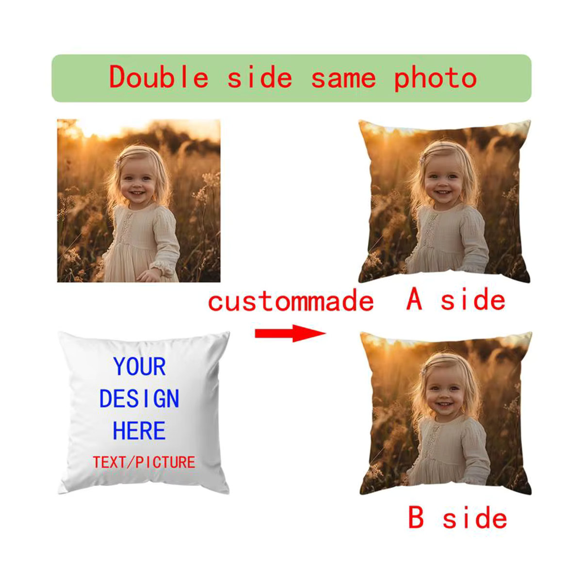 Individueller Kissenbezug mit eigenem Bild oder Logo in Weiß für dein Zuhause oder als Geschenk für Hochzeiten, Haustiere und Babys - Bild 4