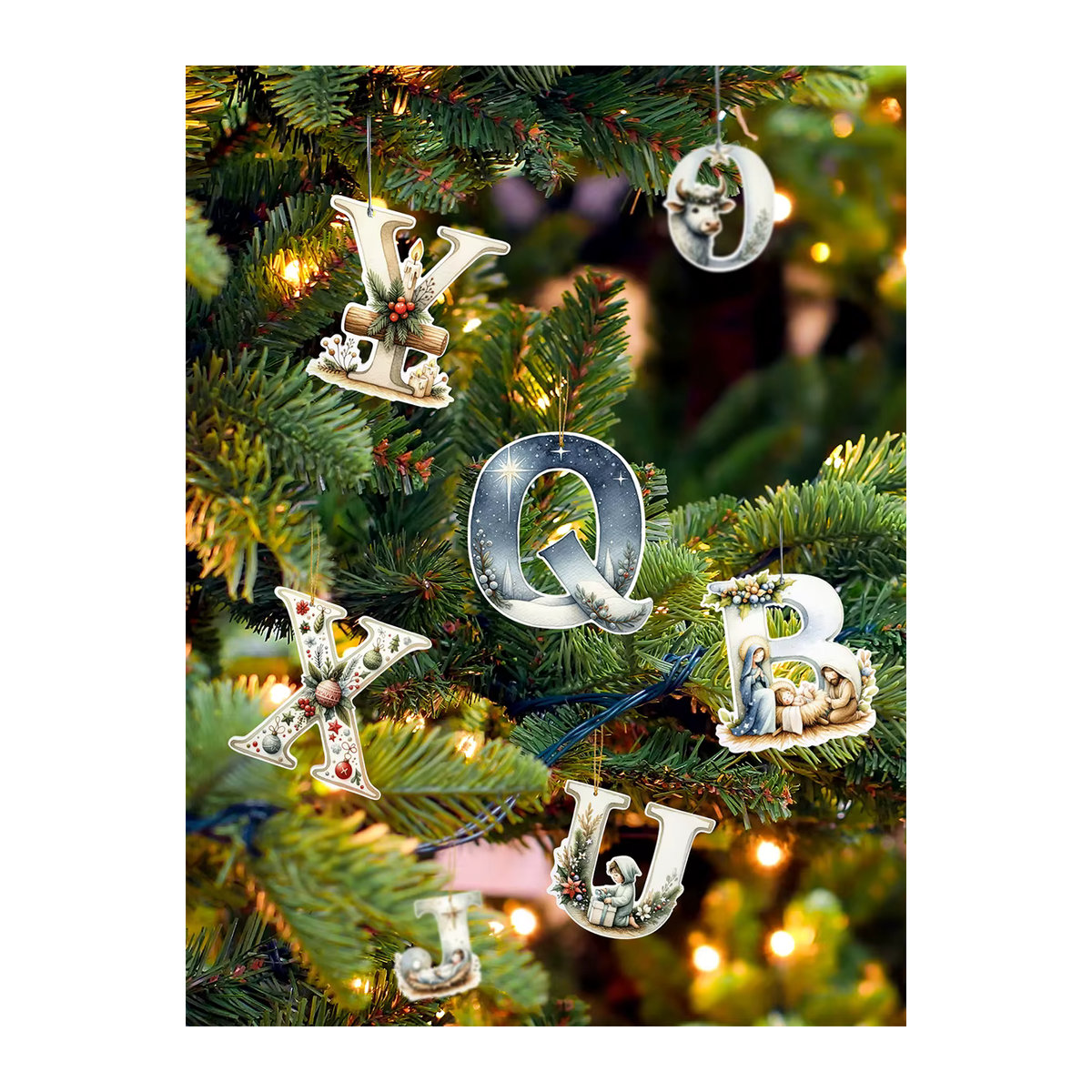 Indo Weihnachtsbaum-Buchstabenanhänger aus Kunststoff mit Engel-Motiv in Lila und Weiß - Bild 5