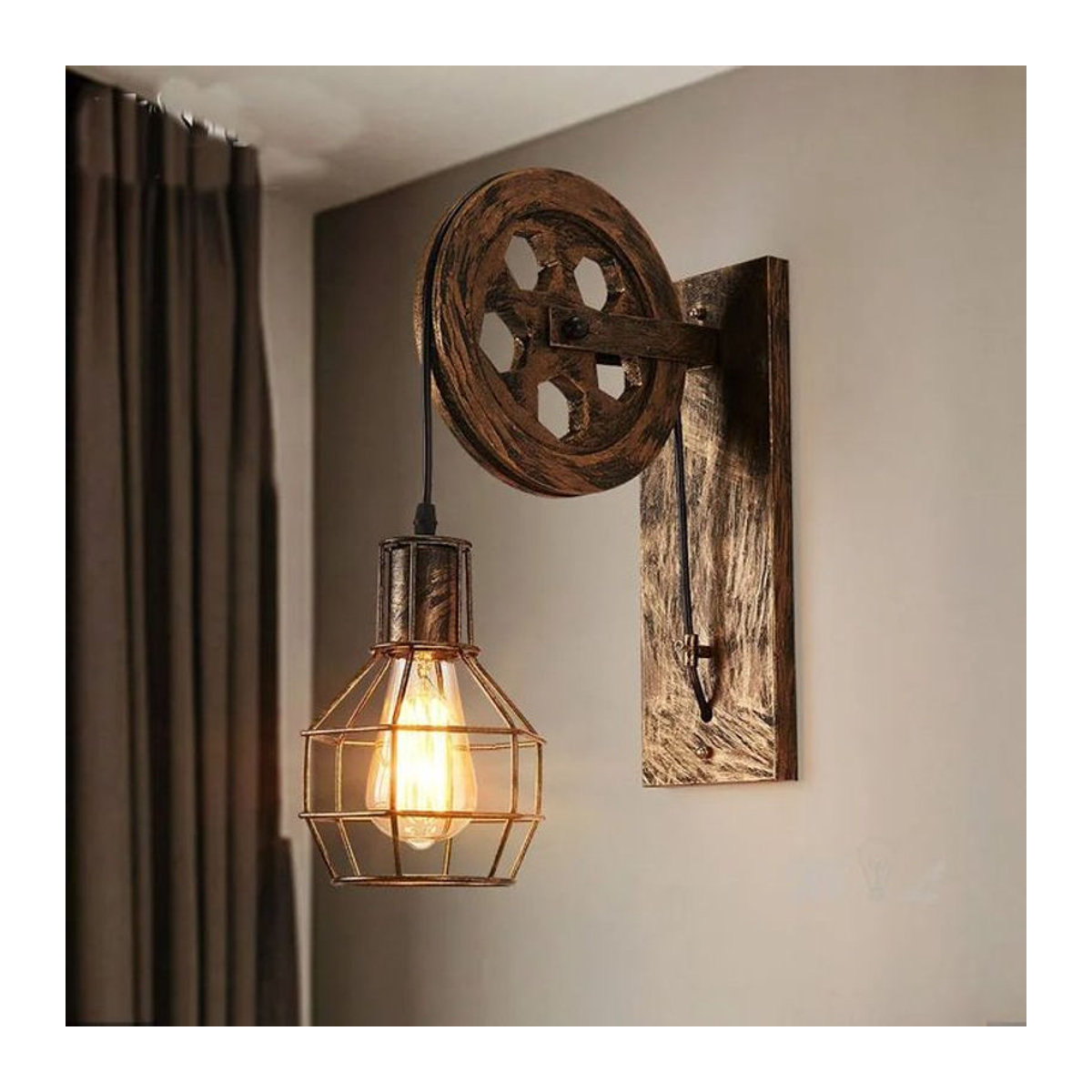 Industrielle LED Wandleuchte im Retro-Design aus Metall, Braun - Bild 1
