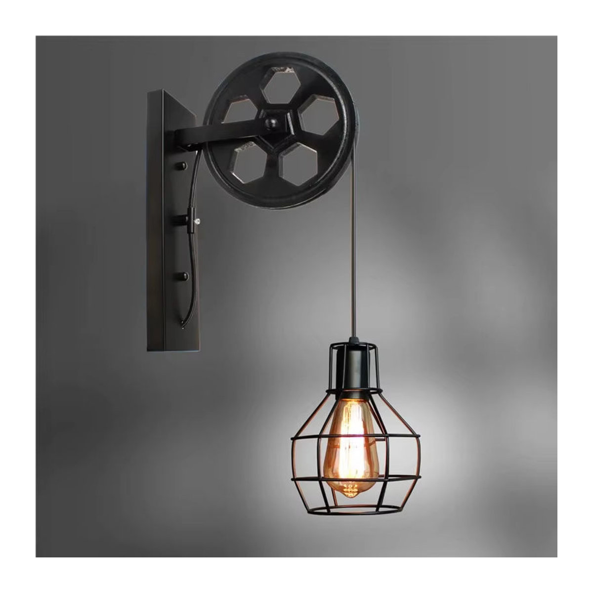 Industrielle LED Wandleuchte im Retro-Design aus Metall, Braun - Bild 3