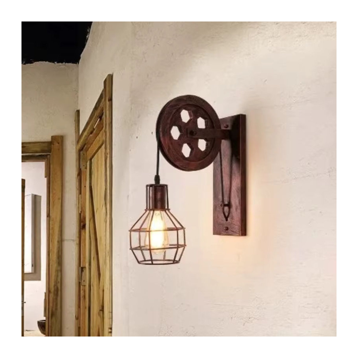 Industrielle LED Wandleuchte im Retro-Design aus Metall, Braun - Bild 4