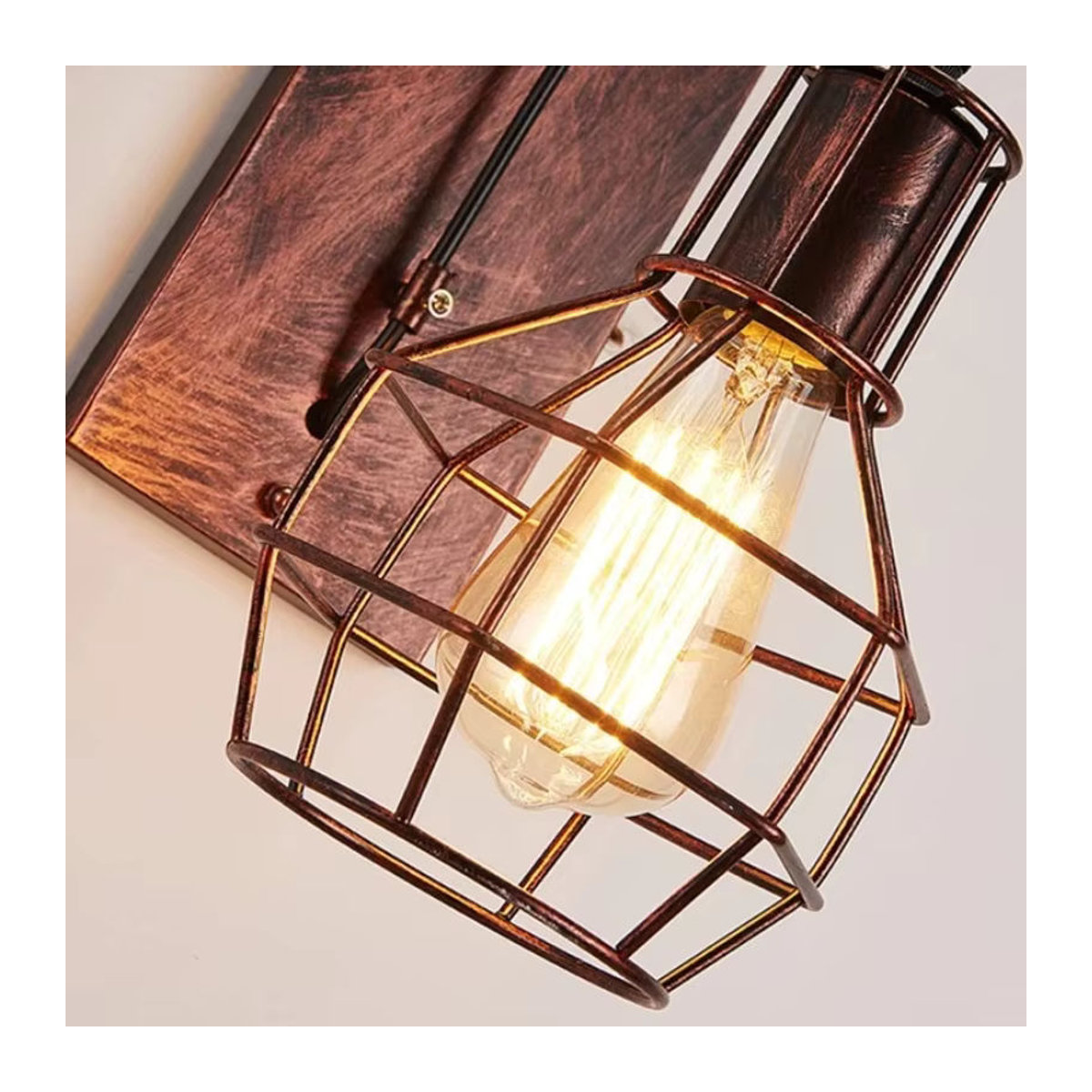 Industrielle LED Wandleuchte im Retro-Design aus Metall, Braun - Bild 5