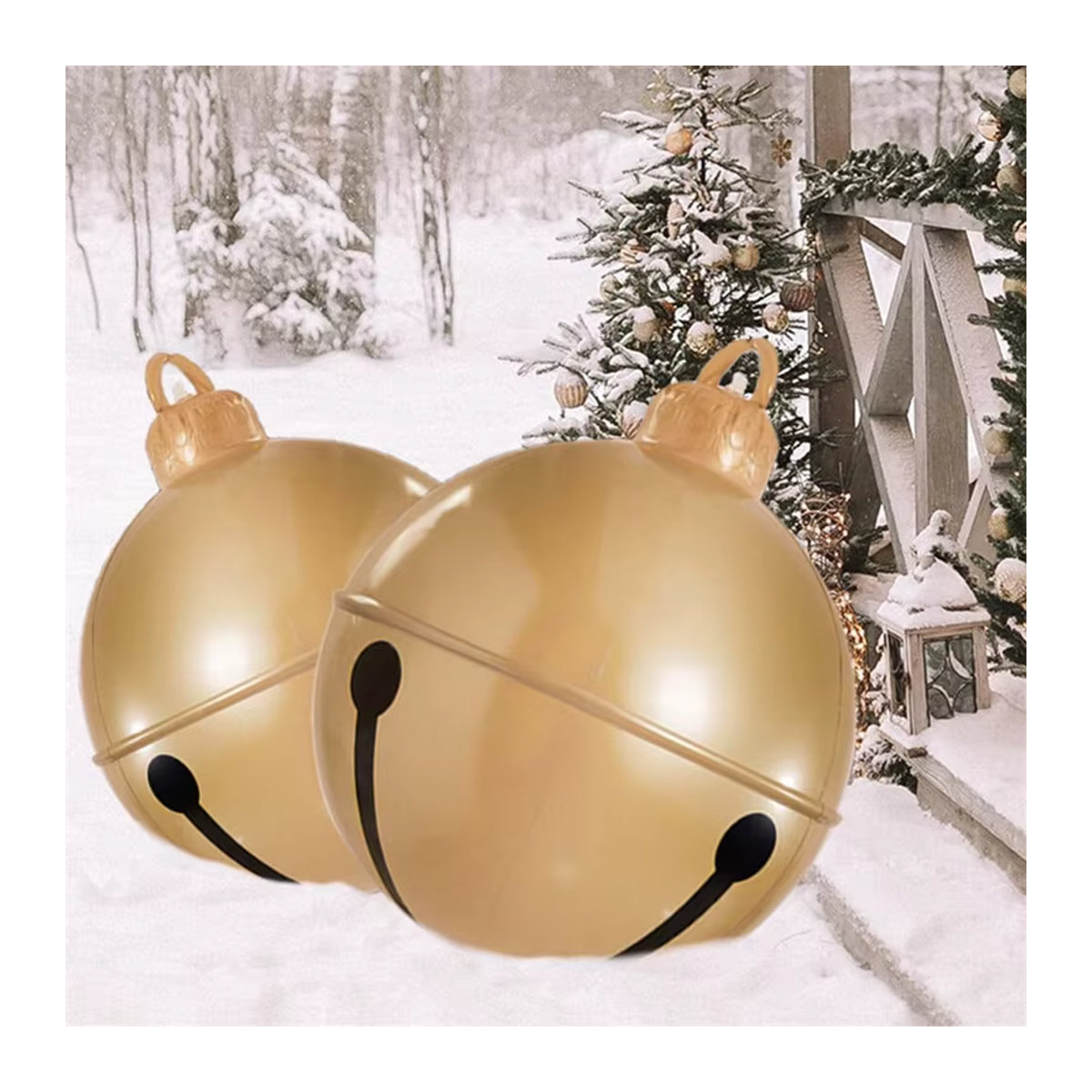 Inflatable Kingdom Goldene Aufblasbare Weihnachtsglocke aus Kunststoff als Hängeornament für Outdoor und Indoor - Bild 2