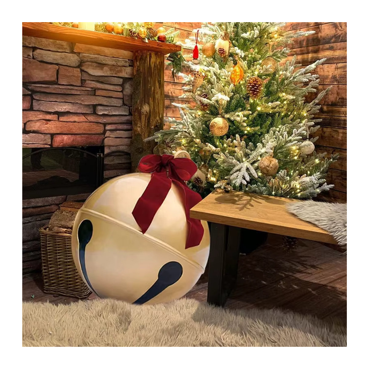 Inflatable Kingdom Goldene Aufblasbare Weihnachtsglocke aus Kunststoff als Hängeornament für Outdoor und Indoor - Bild 3