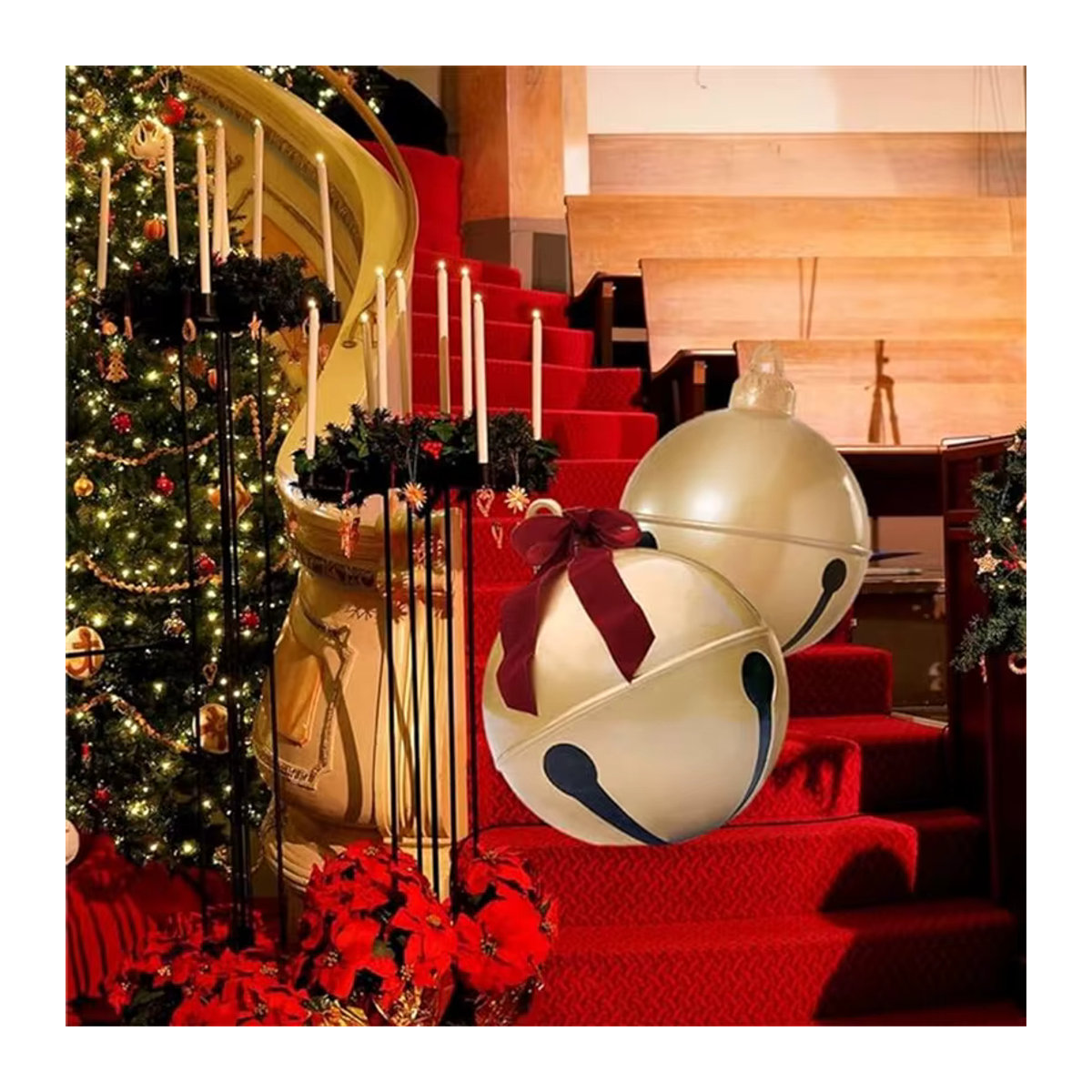 Inflatable Kingdom Goldene Aufblasbare Weihnachtsglocke aus Kunststoff als Hängeornament für Outdoor und Indoor - Bild 5