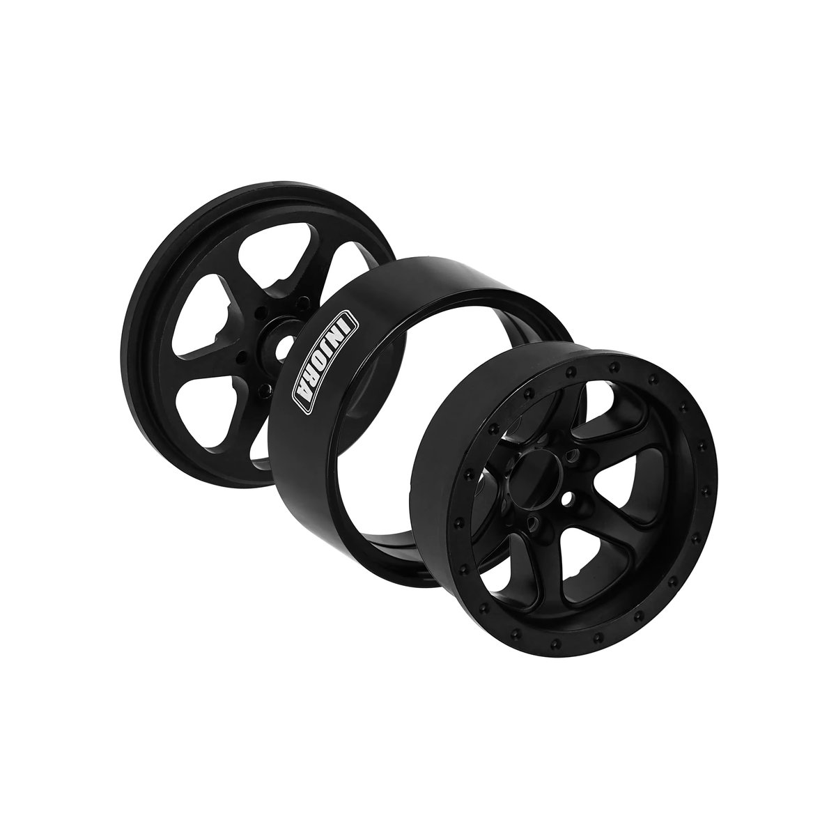INJORA 1,3 Zoll Beadlock-Räder aus Aluminium in Schwarz mit negativem Versatz für 1/24 und 1/18 RC Crawler (W1309) - Bild 3