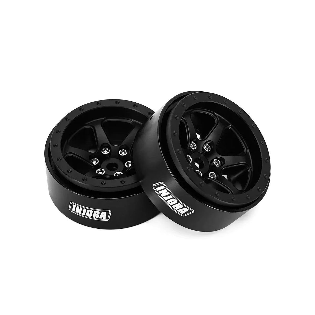 INJORA 1,3 Zoll Beadlock-Räder aus Aluminium in Schwarz mit negativem Versatz für 1/24 und 1/18 RC Crawler (W1309) - Bild 5