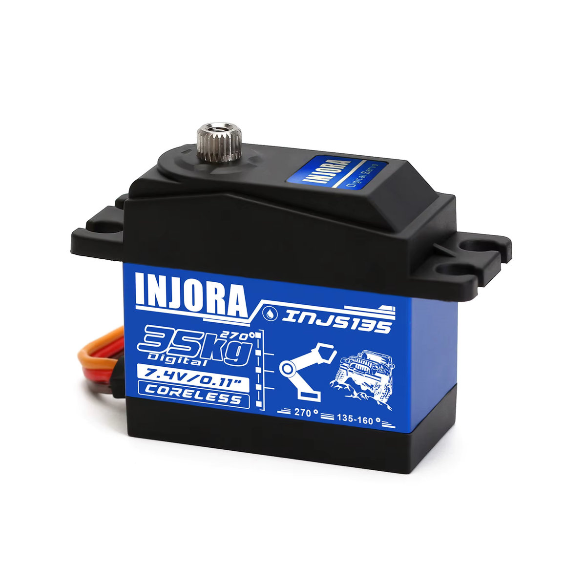 INJORA INJS135 digitales kernloses Servo mit großem Drehmoment, wasserdicht, 270 Grad, Schwarz - Bild 6