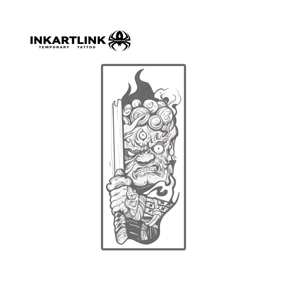 INKARTLINK Prajna Evil Ghost Tattoo Aufkleber im japanischen Samurai-Stil, Schwarz, wasserfest und lichtecht - Bild 3