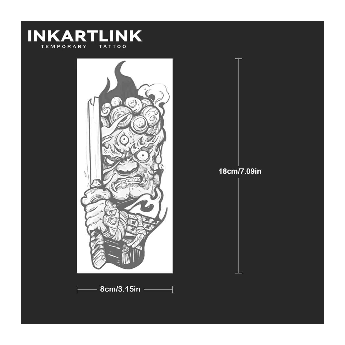 INKARTLINK Prajna Evil Ghost Tattoo Aufkleber im japanischen Samurai-Stil, Schwarz, wasserfest und lichtecht - Bild 4