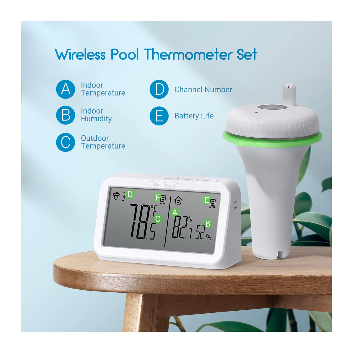 INKBIRD Digitales kabelloses Schwimmbadthermometer für Schwimmbäder und Whirlpools mit 3 Messarten - Bild 3