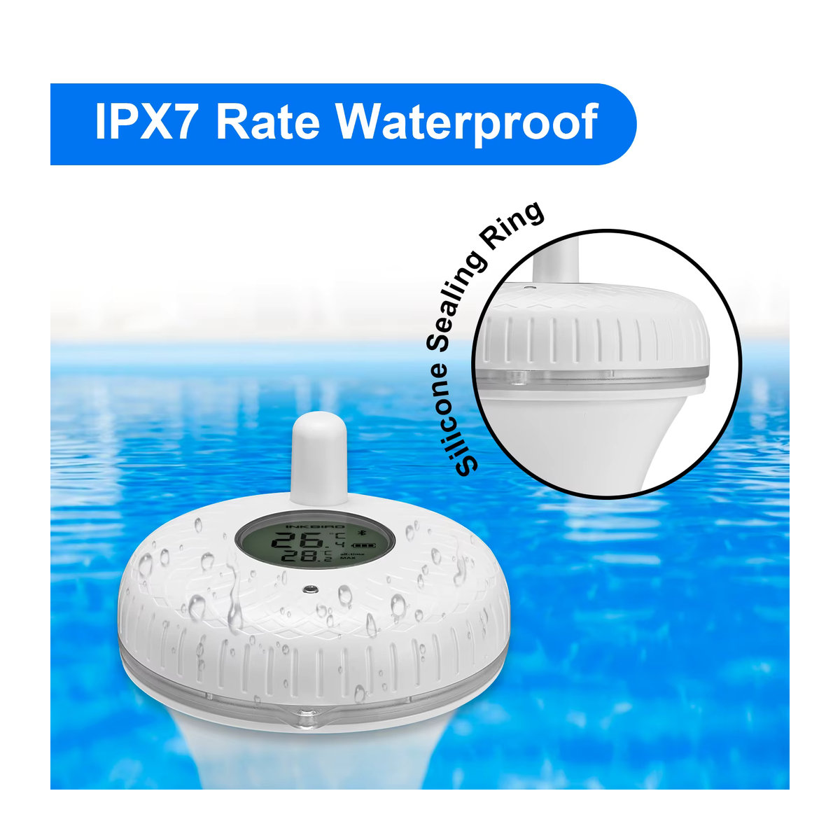 Inkbird Drahtloses Schwimmbad Thermometer mit Bluetooth-Steuerung für Outdoor und Indoor zur digitalen Temperaturüberwachung von Spa und Pool - Bild 4