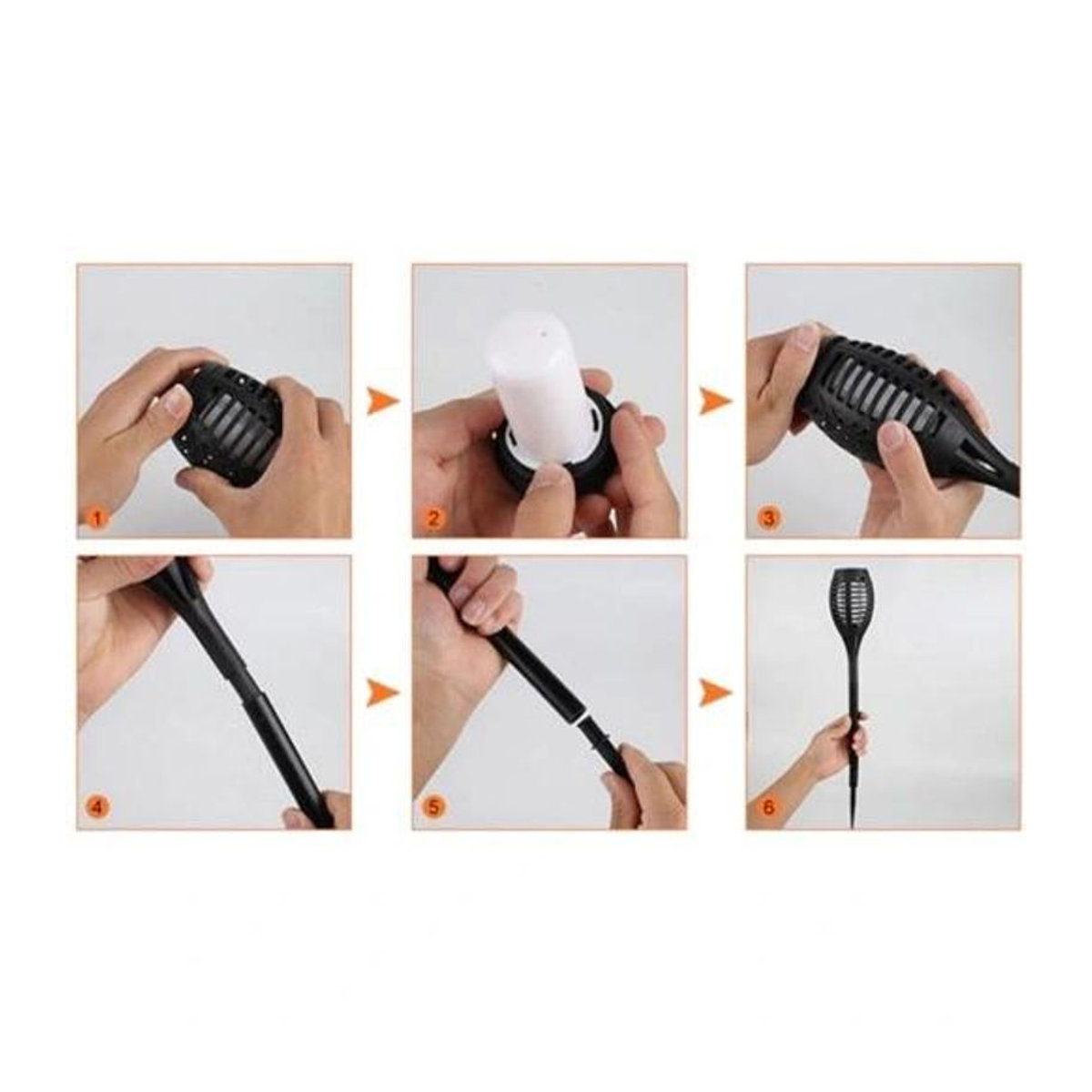 Inna 4er Set Solar-Fackel-Lampen mit LED Flammen-Effekt in Schwarz, Warmweiß, Modern Design - Bild 5