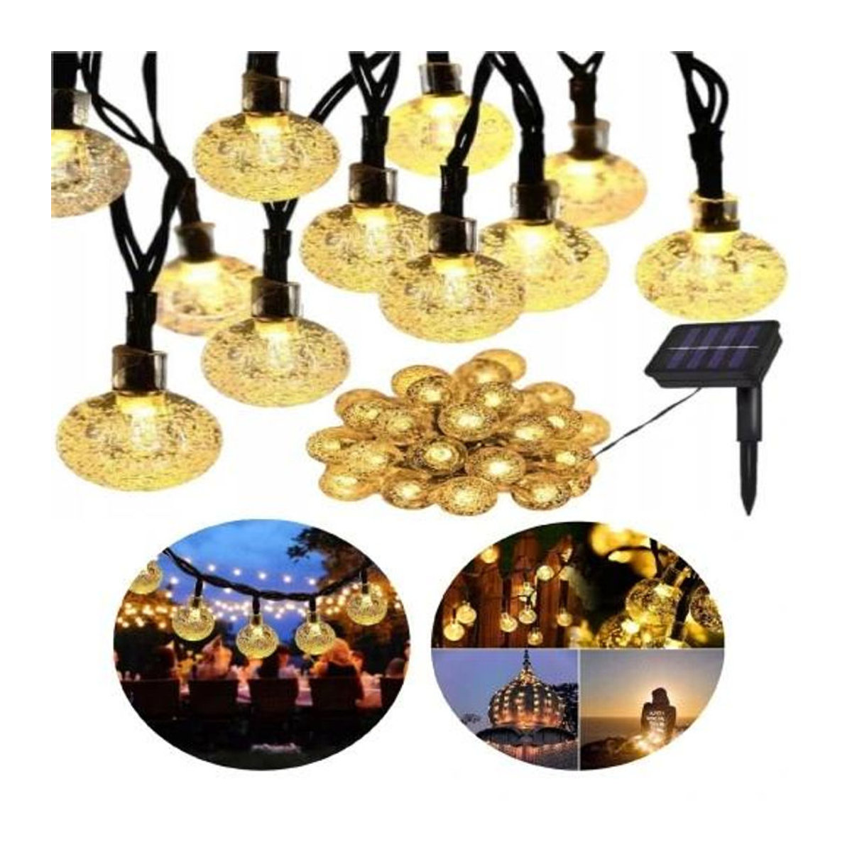 Inna Solar Garten-Lichterkette mit warmweißen LED-Kugeln in Weiß - Bild 5