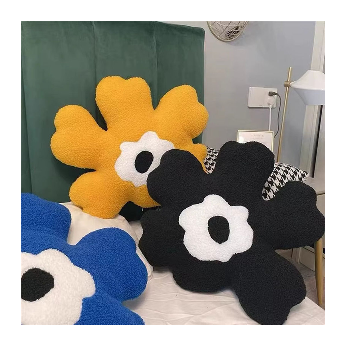 Ins Blaue Blume Dekokissen mit Gänseblümchen-Stickerei für Wohnzimmer und Schlafzimmer - Bild 5