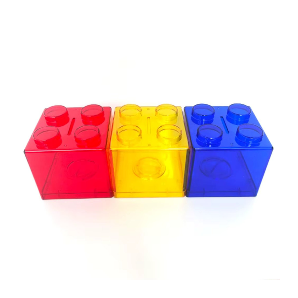 INS Sparschwein aus transparentem Kunststoff in Blau und Mehrfarbig als Spielzeug-Geschenk für Kinder - Bild 2