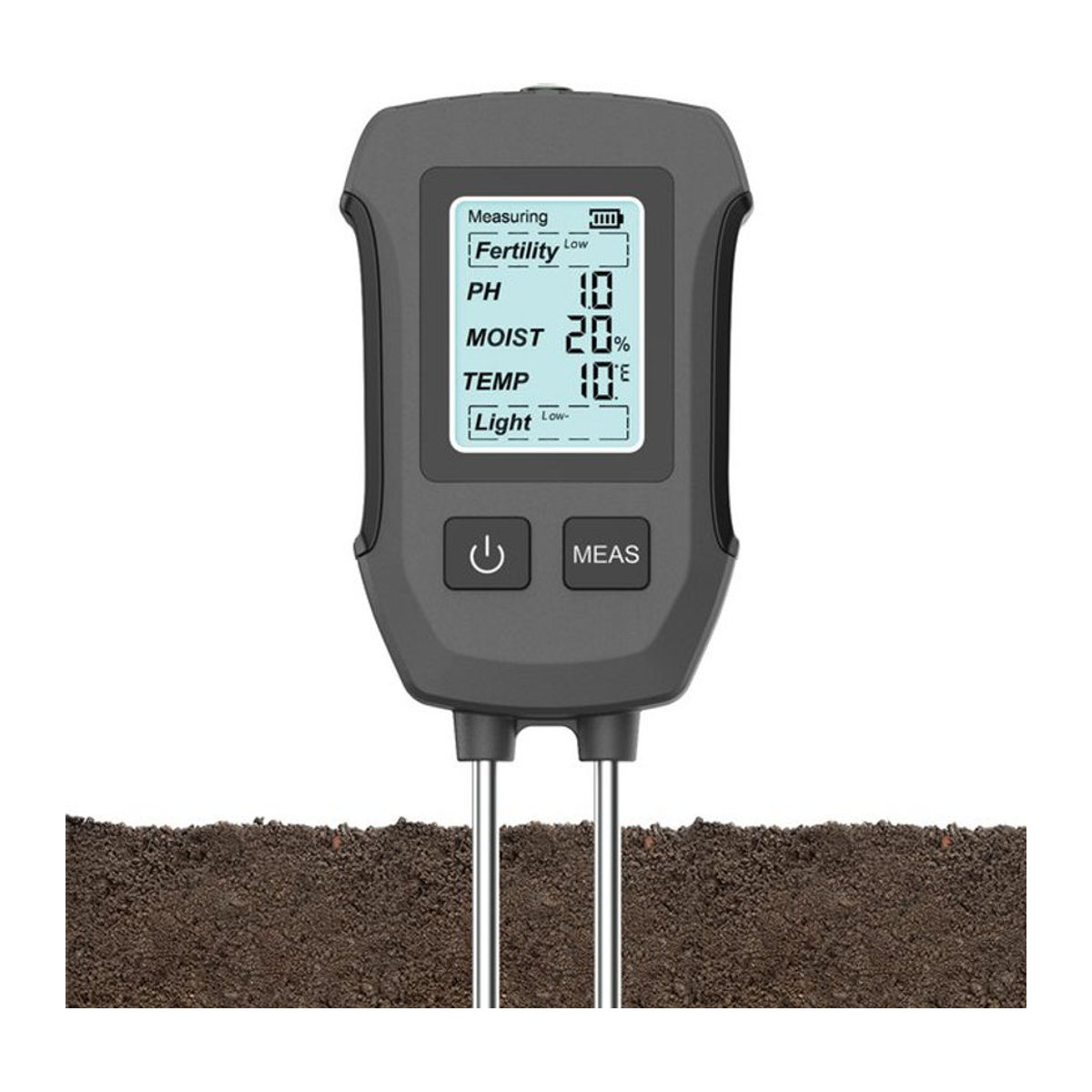 INSOMA 5-in-1 Digitaler LCD-Bodentester für pH-Wert, Feuchtigkeit, Temperatur, Fruchtbarkeit und Sonnenlicht in Schwarz - Bild 1