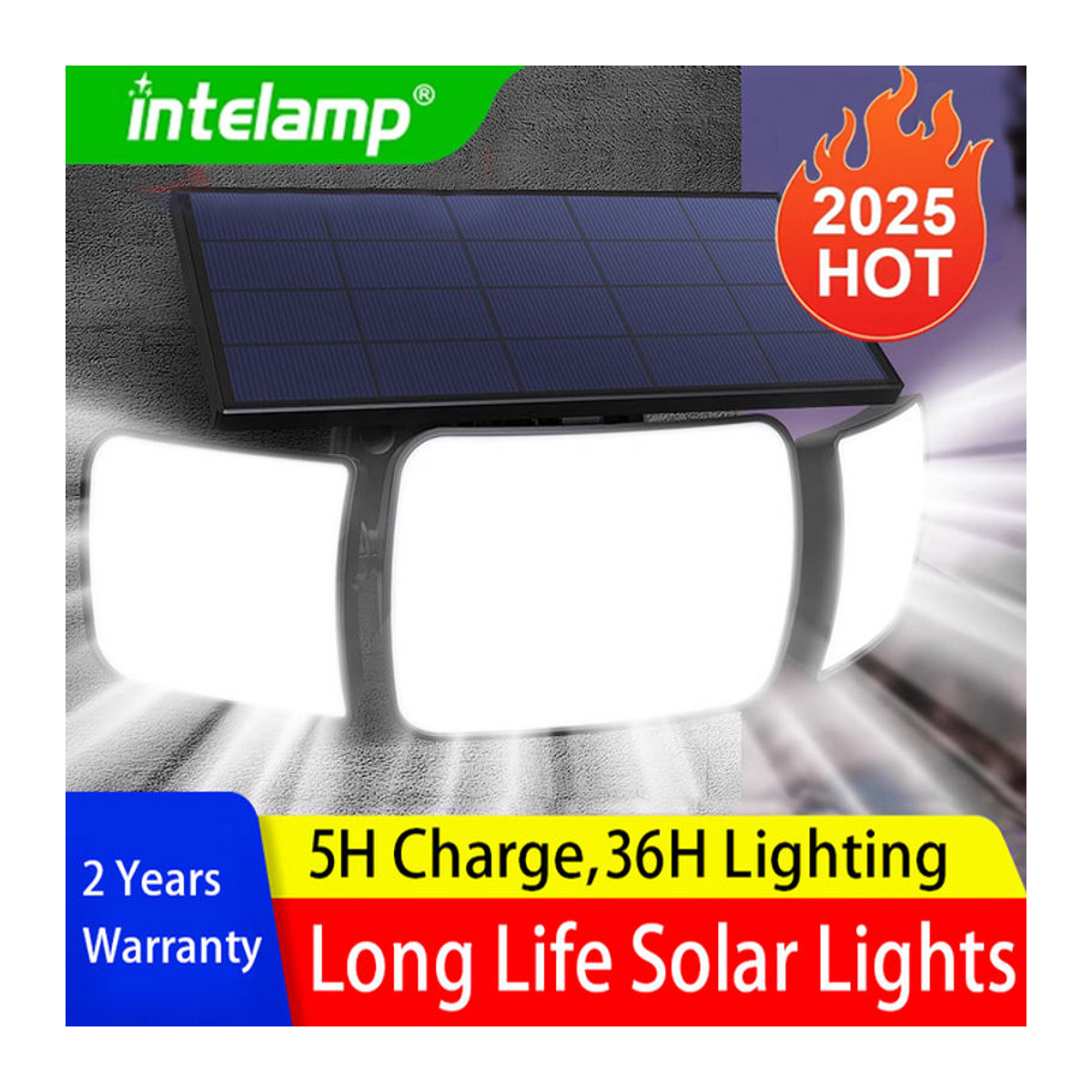 Intelamp LED Solar-Wandleuchte in Schwarz mit IR-Sensor und Fernbedienung - Bild 1