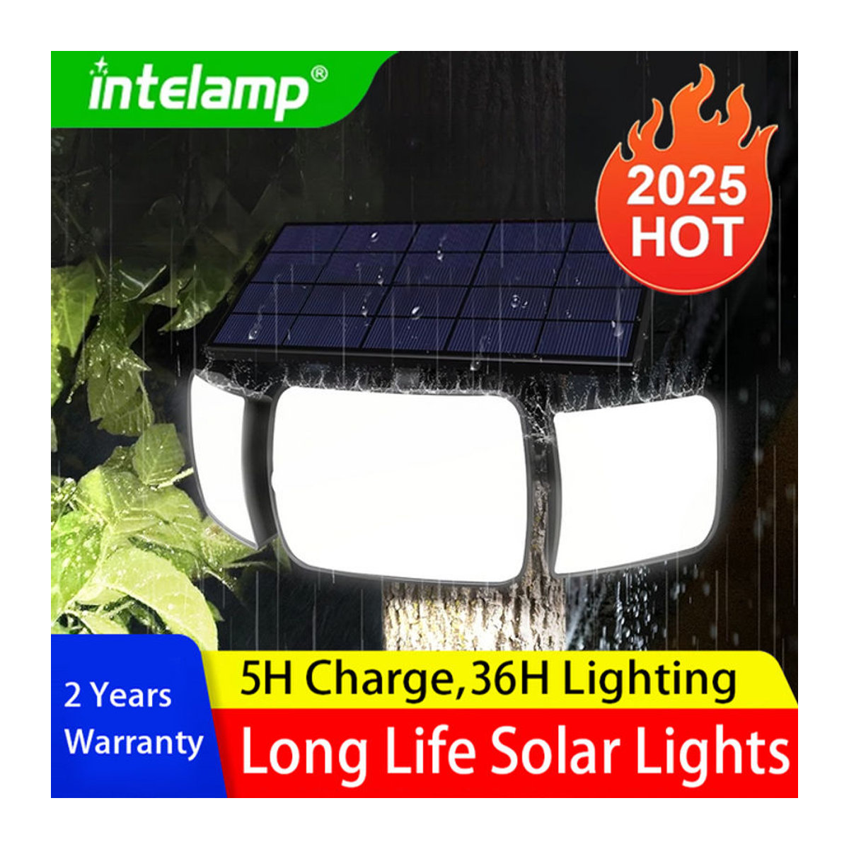 Intelamp LED Solarleuchte für den Außenbereich in Weiß mit Bewegungssensor und 3 Modi - Bild 1