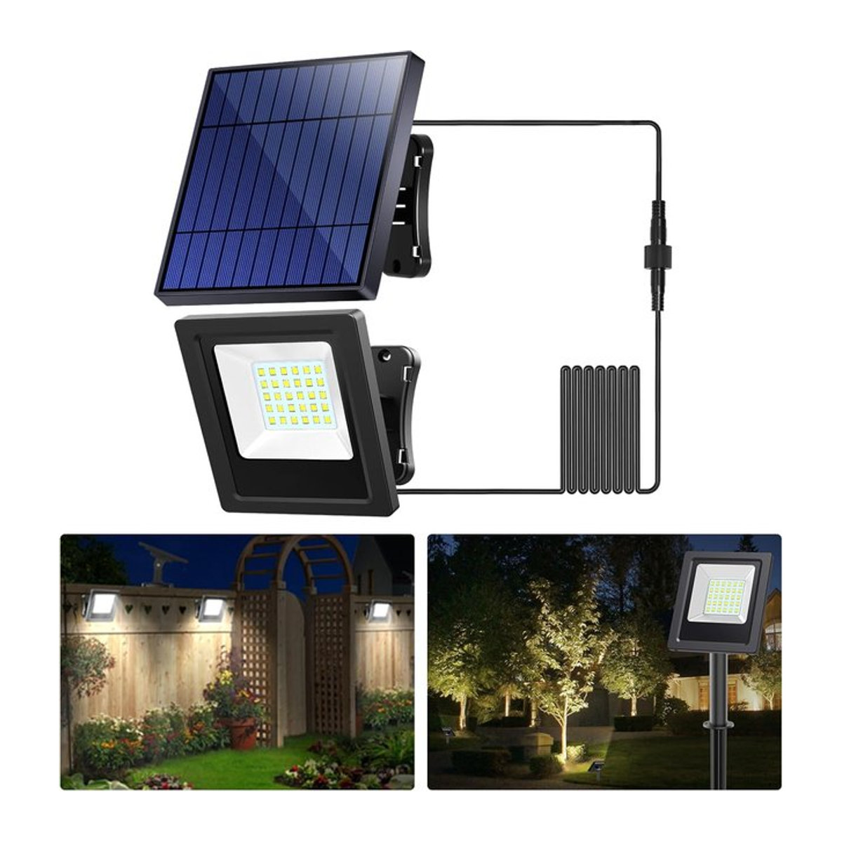 intelamp Solar-Außenstrahler LED Sicherheitsscheinwerfer Schwarz mit 4400 mAh Akku - Bild 1