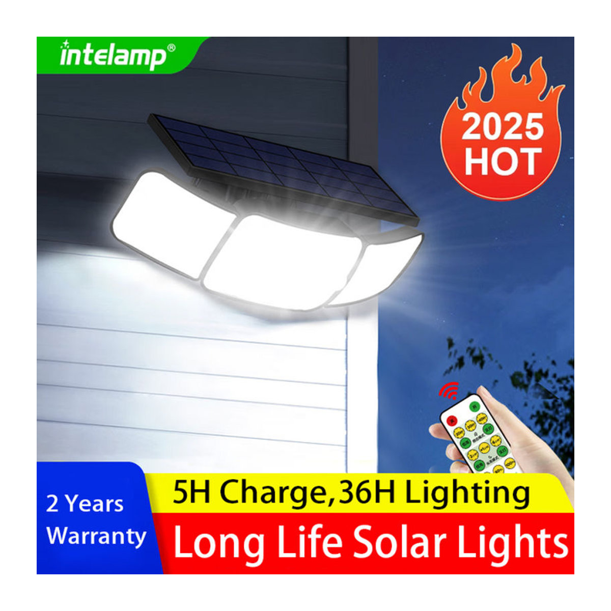 Intelamp Solar-LED Außenwandleuchte Modern Schwarz - Bild 1
