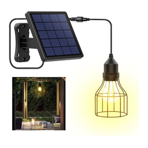 intelamp Solar-Pendelleuchte Schwarz Industrial Design Wasserdichte Solarleuchte für Außenbereich und Garten
