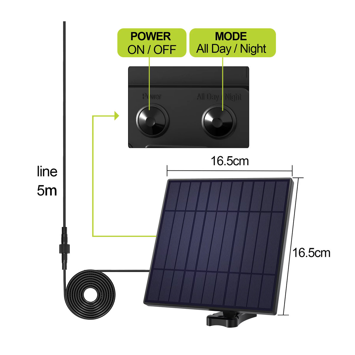 intelamp Solar-Pendelleuchte Schwarz mit Fernbedienung und Tag-Nacht-Modus für Innen- und Außenbereich - Bild 3