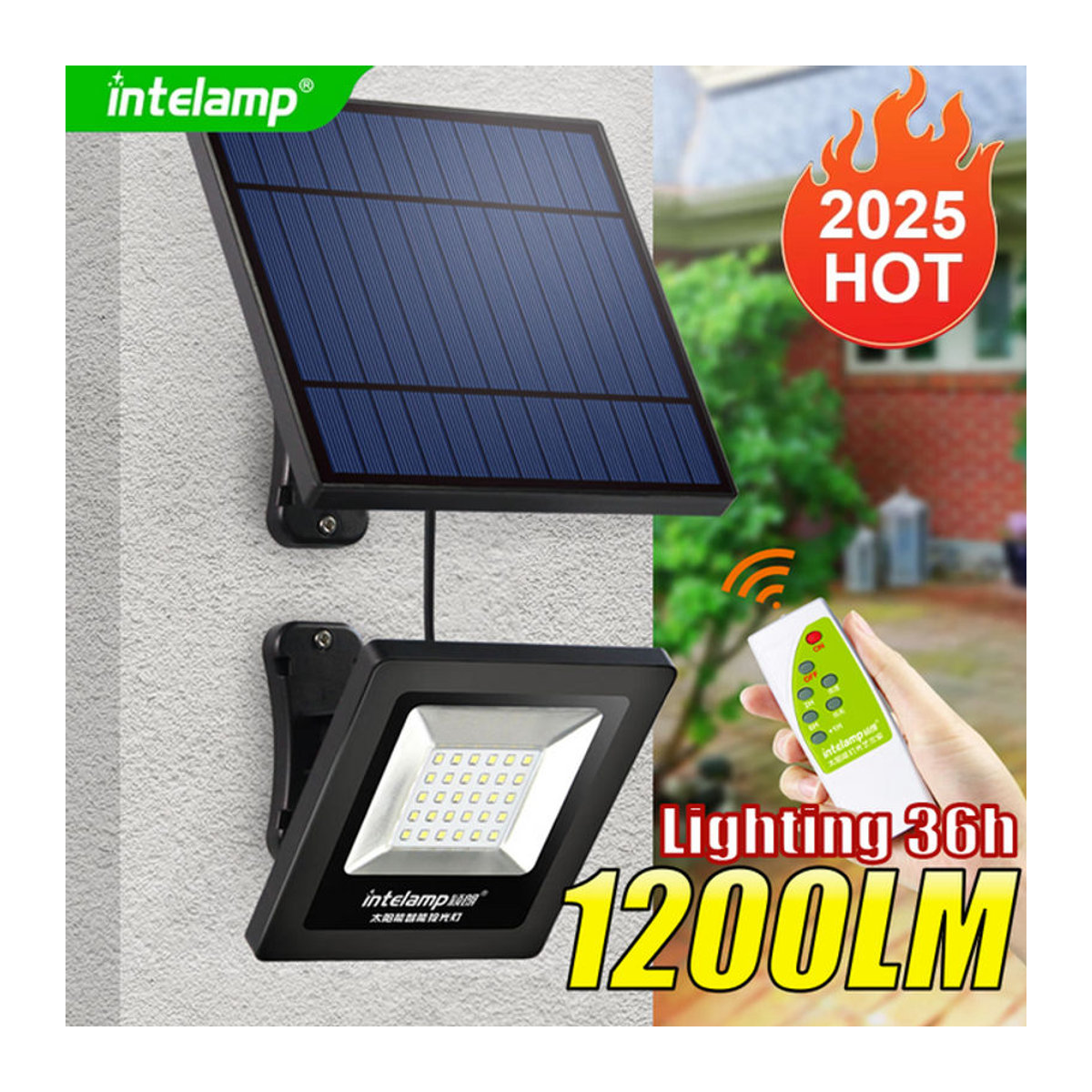 Intelamp Solar-Wandleuchte IP65 wasserdicht in Schwarz für Garten und Außenbereich - Bild 1