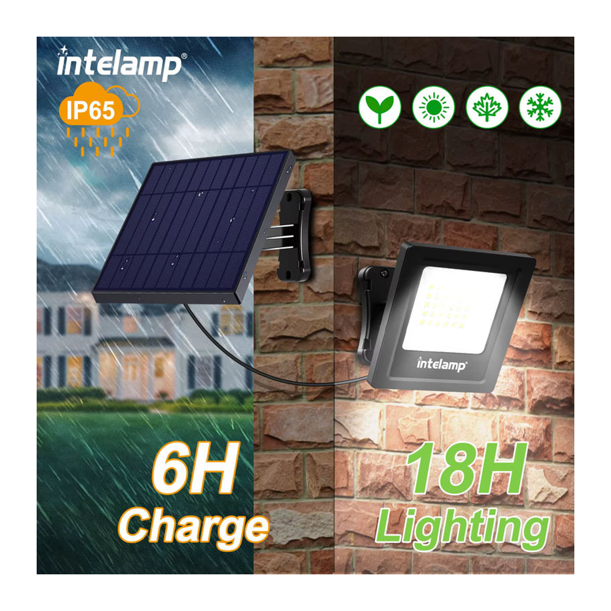 Intelamp Solar-Wandleuchte IP65 wasserdicht in Schwarz für Garten und Außenbereich - Bild 4