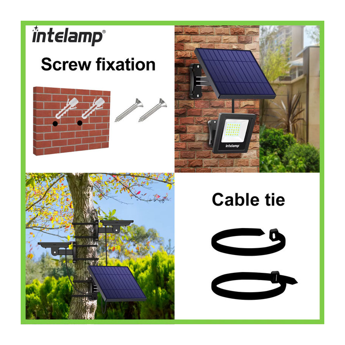 Intelamp Solar-Wandleuchte IP65 wasserdicht in Schwarz für Garten und Außenbereich - Bild 5