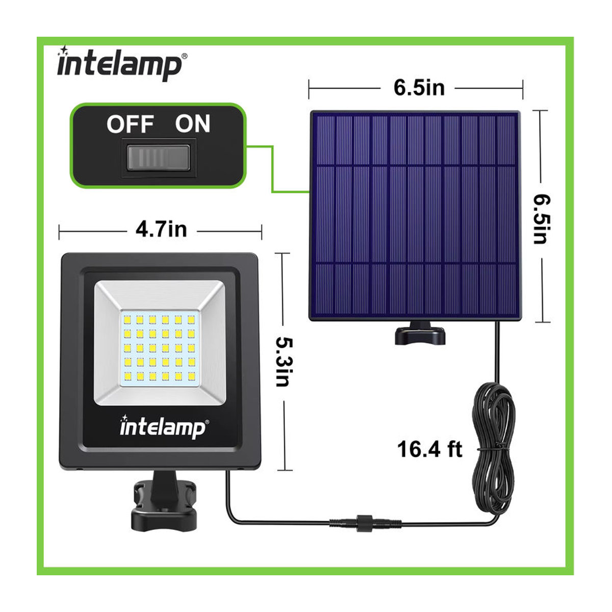 Intelamp Solar-Wandleuchte IP65 wasserdicht in Schwarz für Garten und Außenbereich - Bild 6
