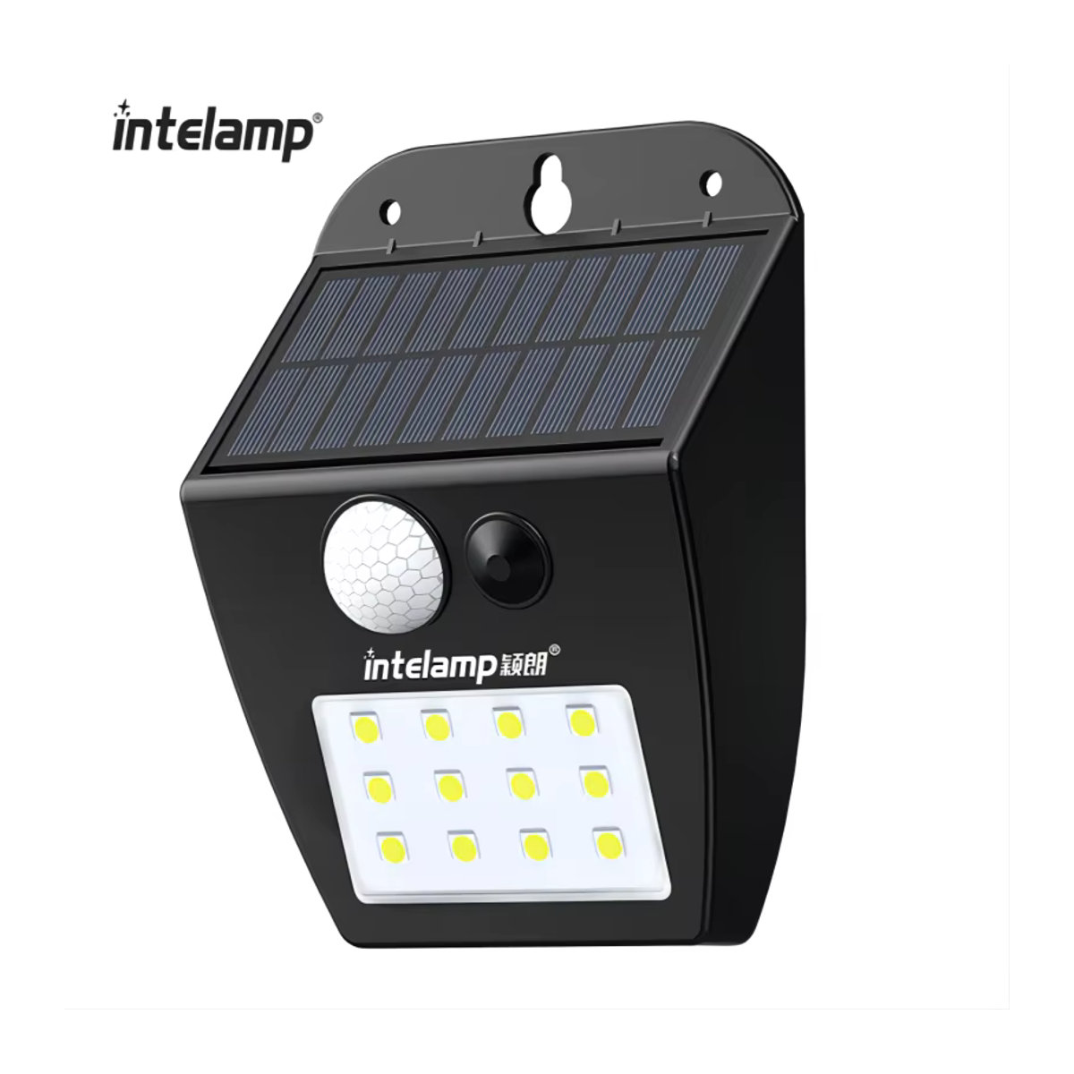 Intelamp Solarbetriebene LED Wandleuchte für den Außenbereich in Schwarz mit automatischer Erkennung und minimalistischem Design - Bild 7