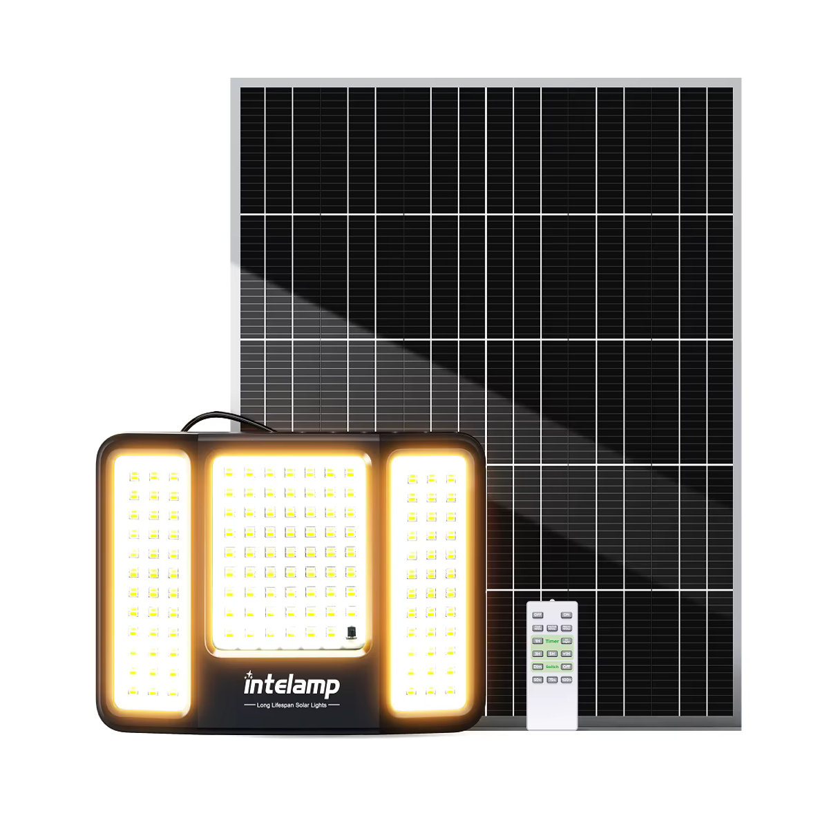 intelamp Solarleuchte für Außenbereich mit 268 LED und 64000mWh Akku, 3-farbig, Schwarz - Bild 7