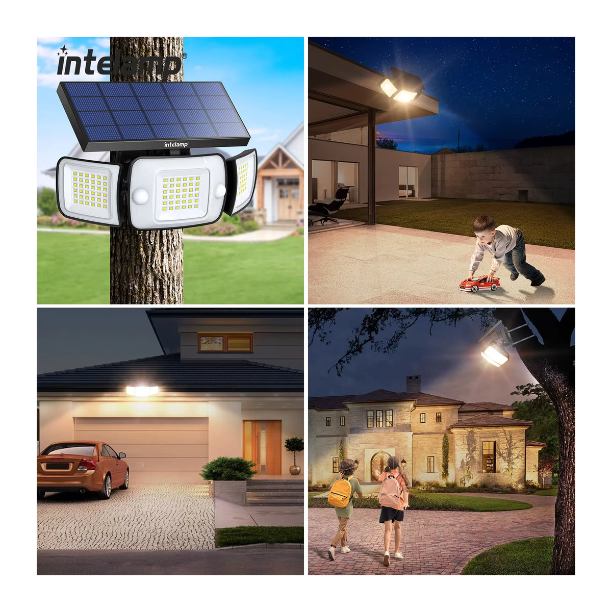 Intelamp Solarleuchte für den Außenbereich mit 6000 mAh Akku und zwei Bewegungssensoren in Schwarz/Weiß - Bild 5