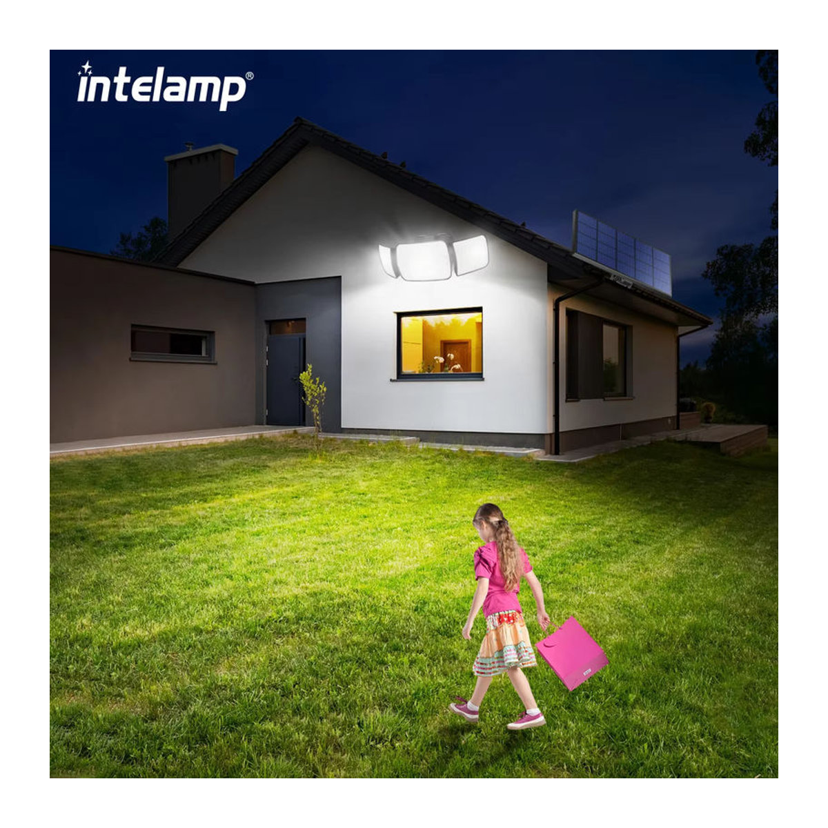 Intelamp Superhelle Outdoor-LED-Solarleuchte in Schwarz mit 1200LM und zwei Bewegungssensoren für Garten und Straße - Bild 6