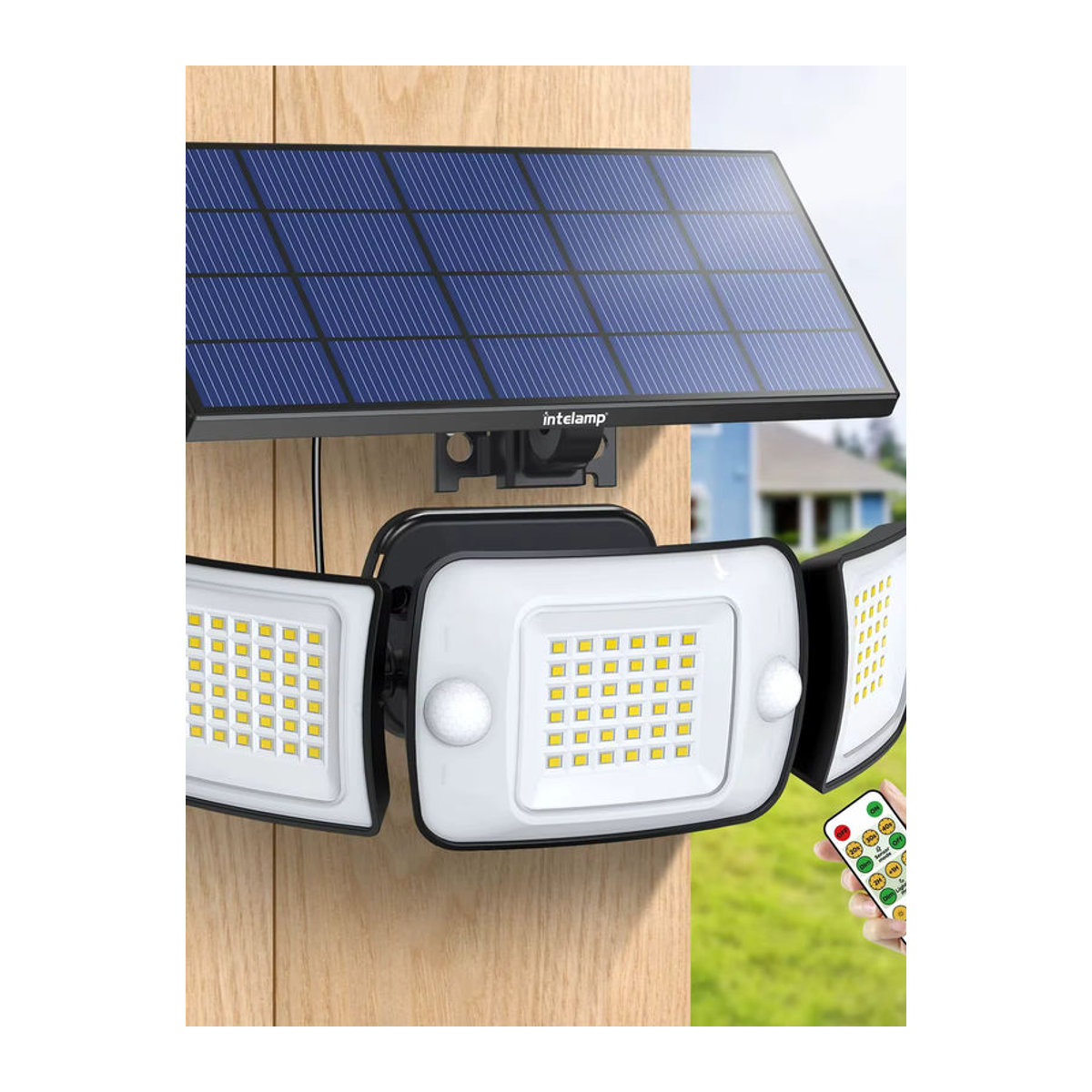 Intelamp Superhelle Outdoor-LED-Solarleuchte in Schwarz mit 1200LM und zwei Bewegungssensoren für Garten und Straße - Bild 7