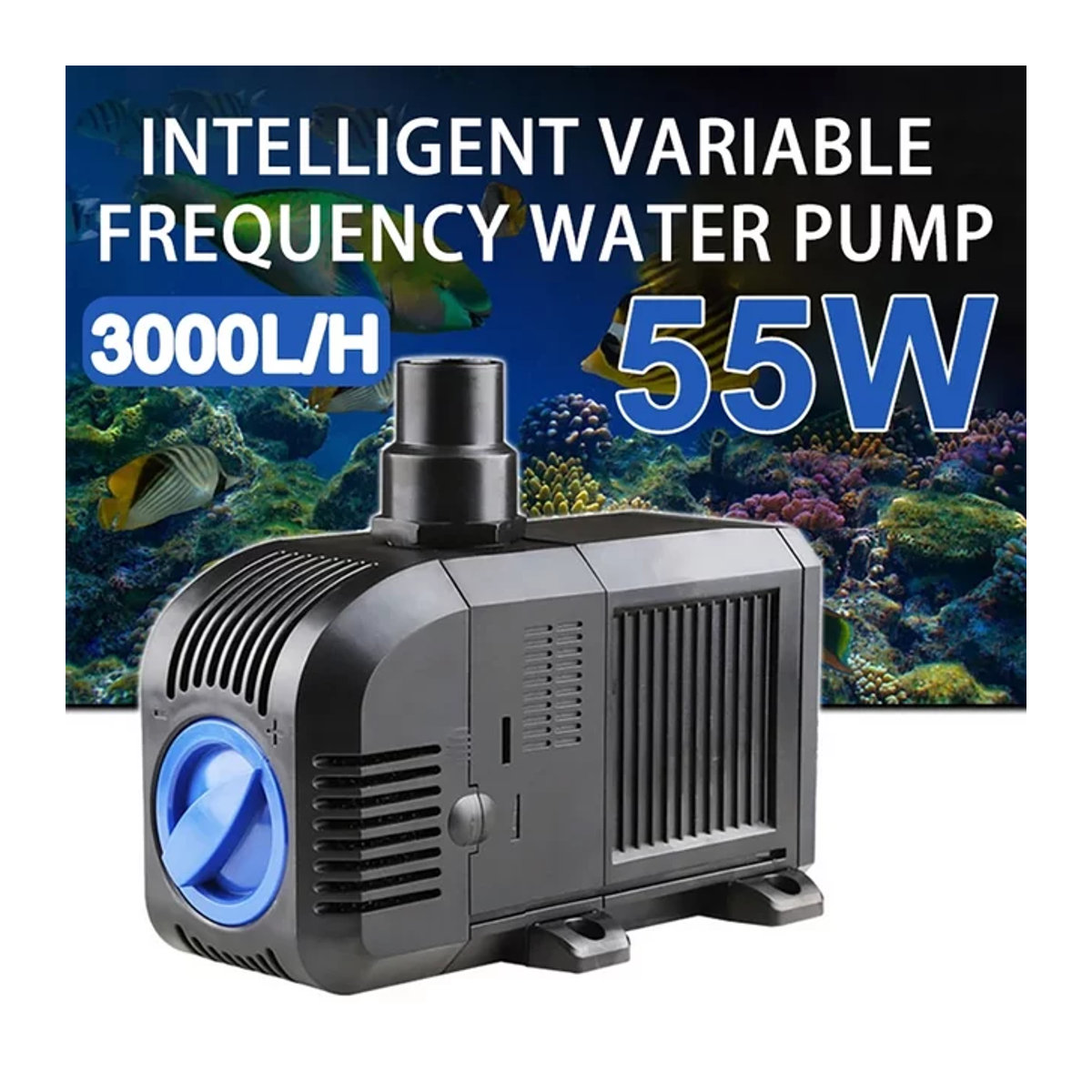 Intelligente Wasserpumpe für Fischteich und Aquarium in Schwarz aus Kunststoff, 500–3000 l/h - Bild 1