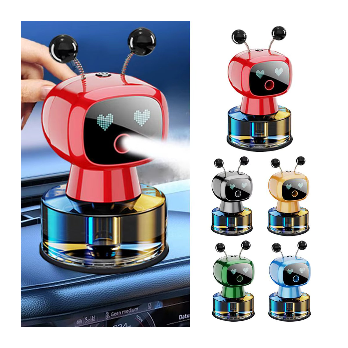 Intelligenter Roboter-Auto-Lufterfrischer mit automatischer Aromatherapie, wiederaufladbarer elektrischer Diffusor für dein Auto, mehrfarbig - Bild 3